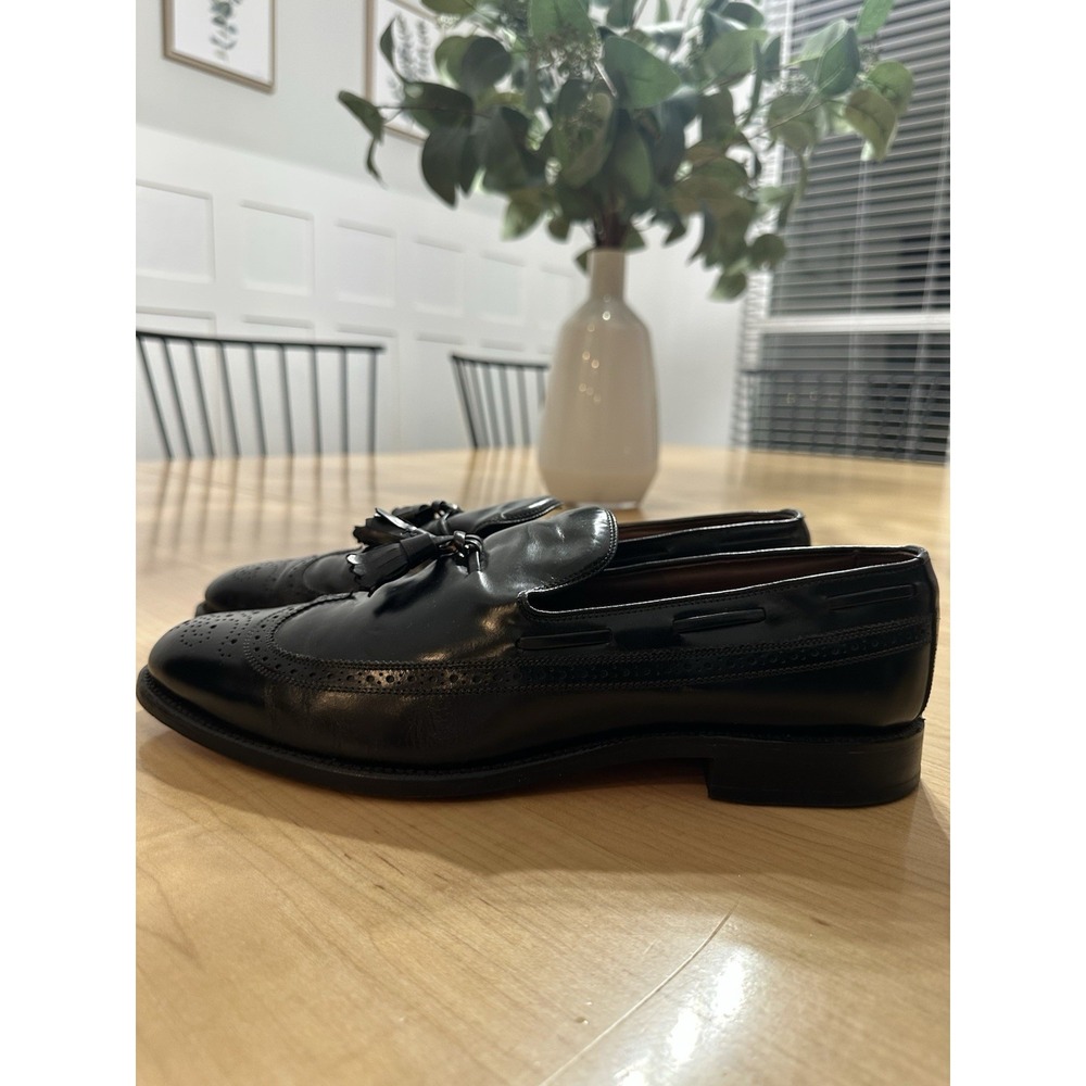 ALLEN EDMONDS BERWICK Black Leather Wing Tip Tassel Loafer Shoes 11 C